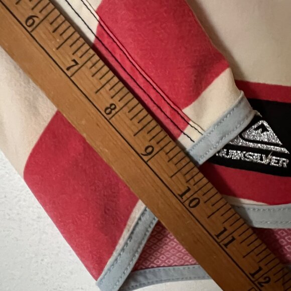 Quicksilver Swim Board Shorts Mens 34 Red White Blue Tie Waist - Picture 7 of 12